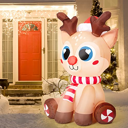 7ft Outdoor Inflatable Snowman Yard Decorations with Led Lights L246427