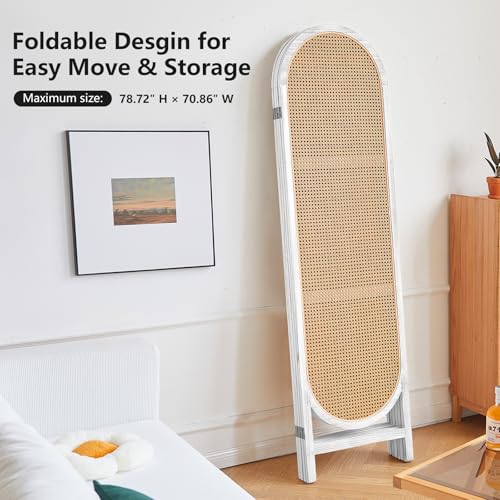 Black Natural 4 Panels Foldable Wooden Room Divider G673040