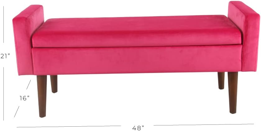 Pink Velvet Storage Ottoman Bench B93300