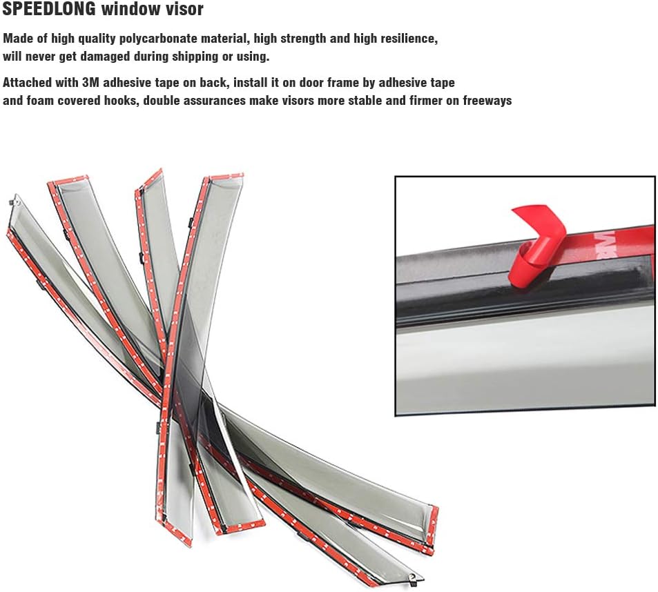 Car Window Visor Vent Shade Deflector Sun Rain Guards Pack of 2 F705