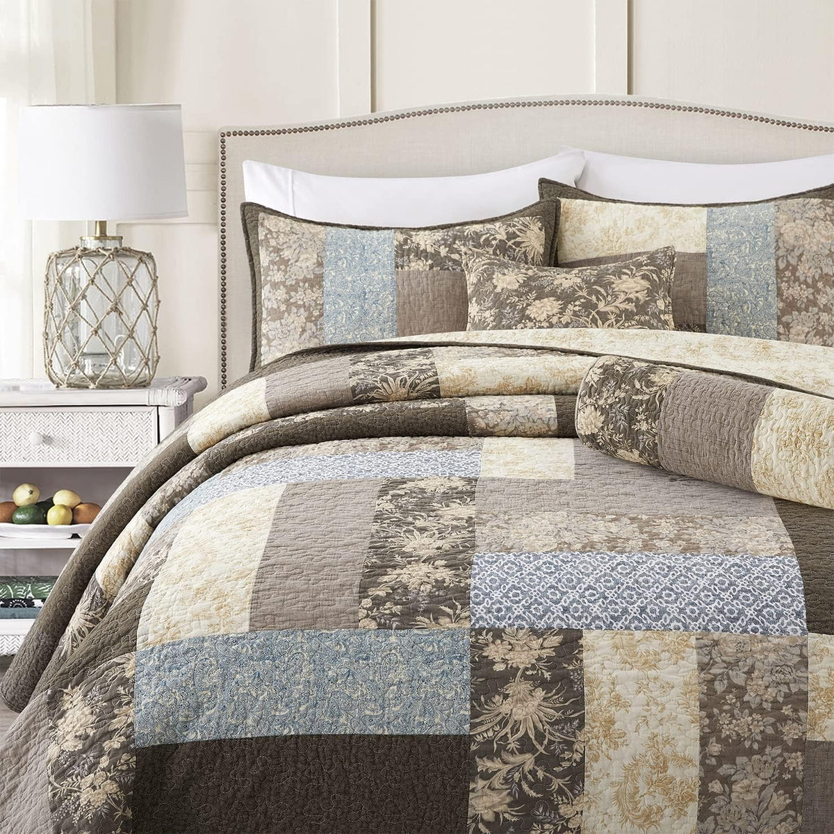 3-Piece 100% Cotton Bohemian Bedding Set, 1 Quilt and 2 Shams (California King) G576