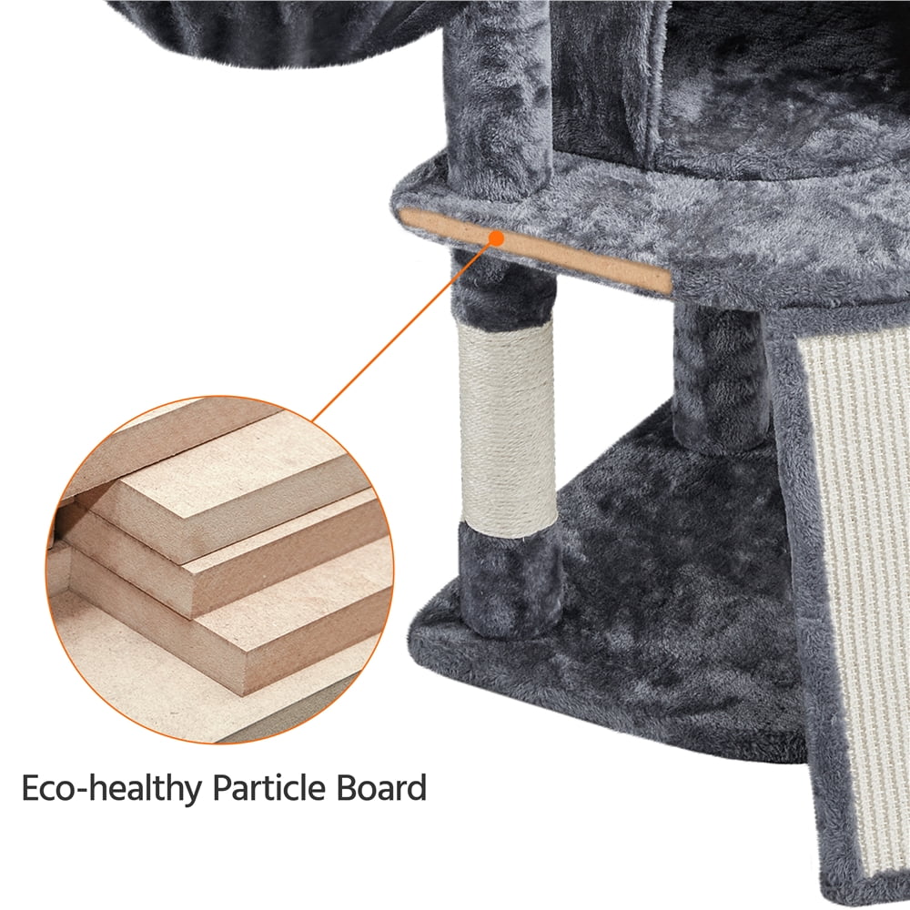 42"H Multilevel Cat Tree Tower with Condo and Perches, Dark Gray X25381