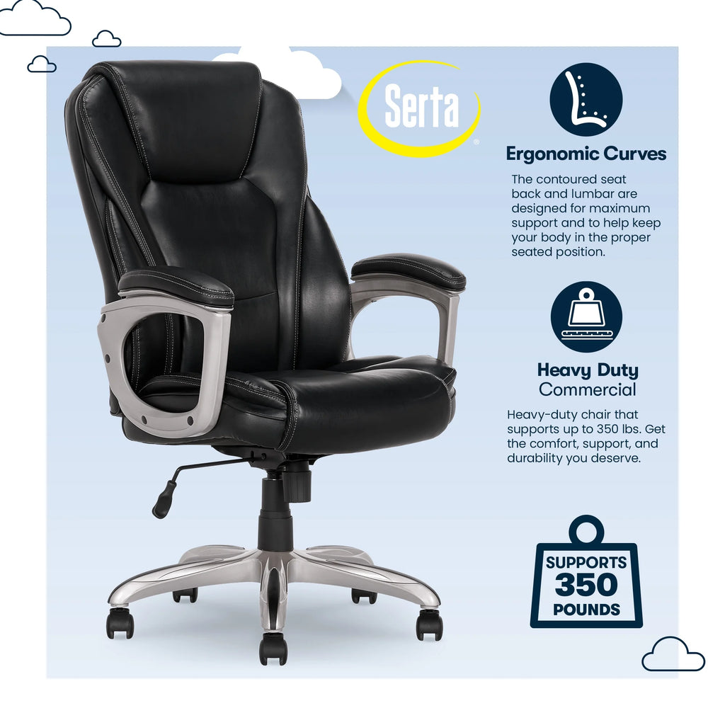 Black Bonded Leather Office Chair with Memory Foam W717