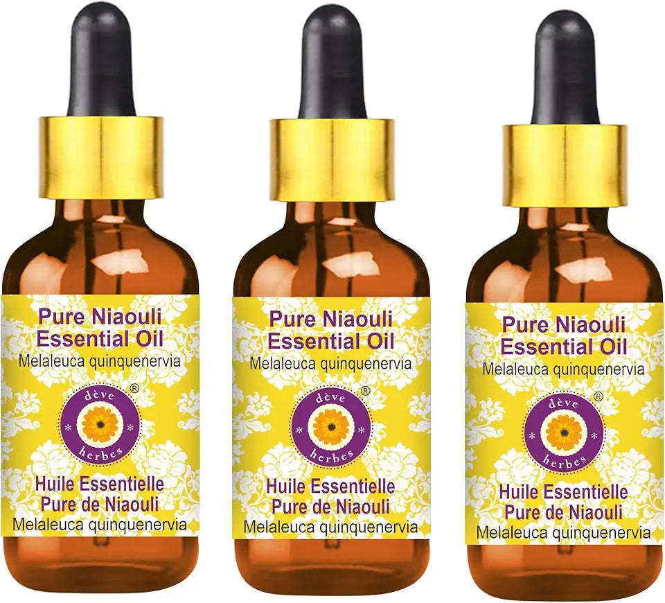 Pure Niaouli Essential Oil with Glass Dropper Steam Distilled 100ml X 3 Q47765