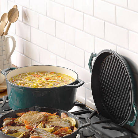 Enameled Cast Iron Dutch Oven with Grill Lid, 7-Quart D48722