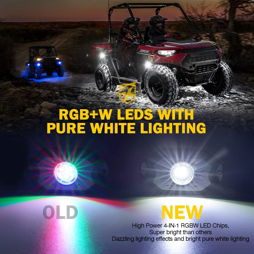 RGBW LED Rock Lights Kit with Bluetooth Controller, 6 Pods T144