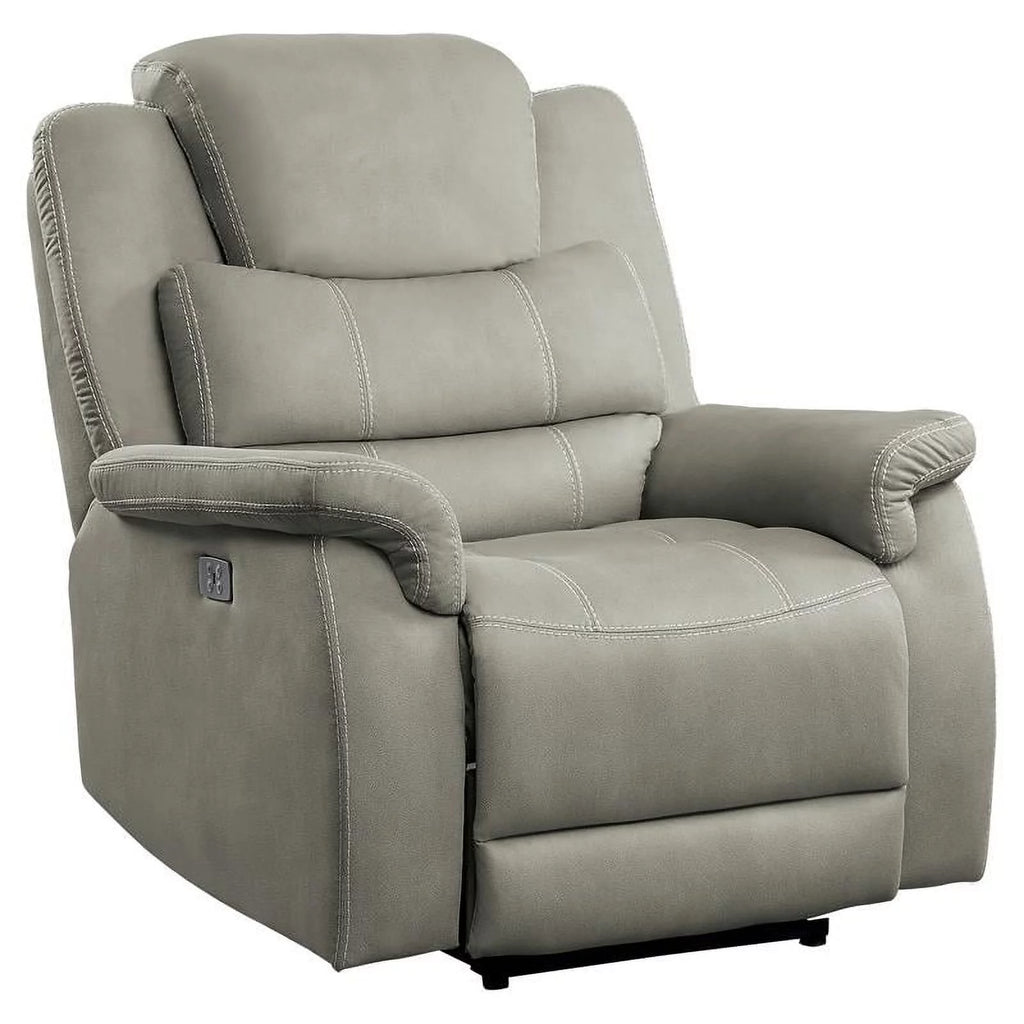 Gray Microfiber Power Reclining Chair B91073