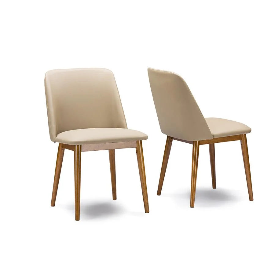 Light Brown and Beige Faux Leather Dining Chair (Set of 2) B20736