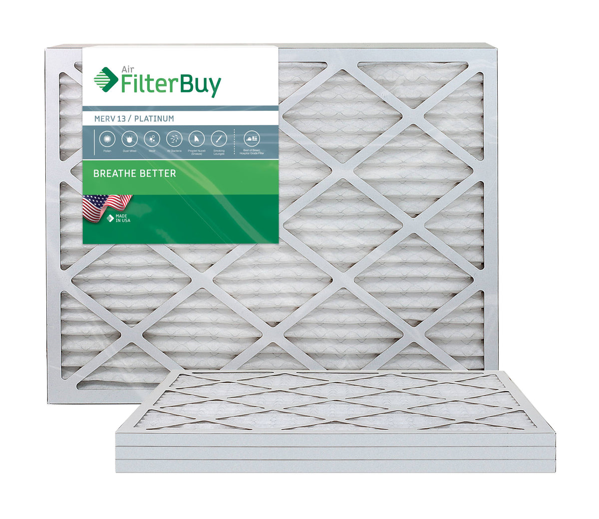 MERV 13 16x30x1 Pleated AC Furnace Air Filter Pack of 4 U833