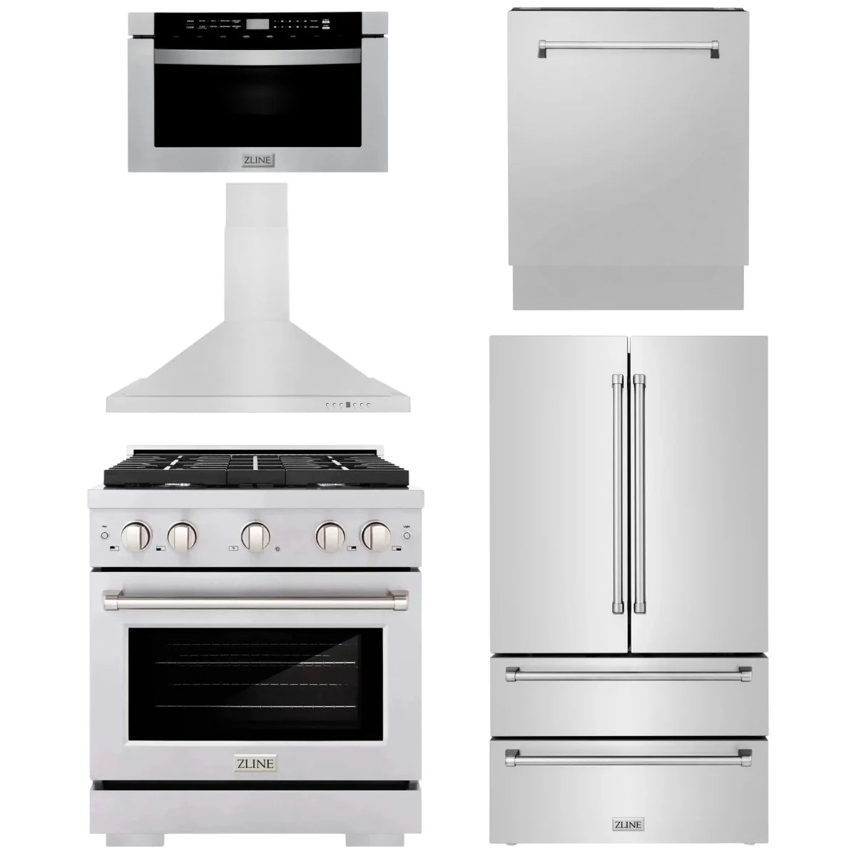 30 in. Gas Range, Range Hood, Microwave Drawer, Dishwasher, Refrigerator W281