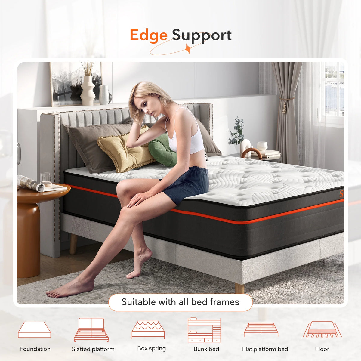 14 Pillow Top Gel Memory Foam Hybrid Mattress Queen Size O599