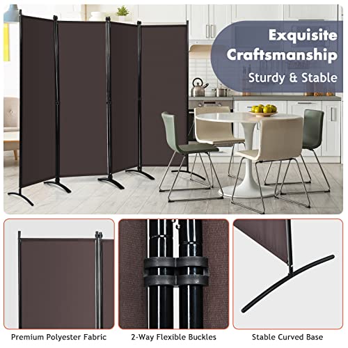 White 4-Panel Folding Room Divider with Iron Frame F80780