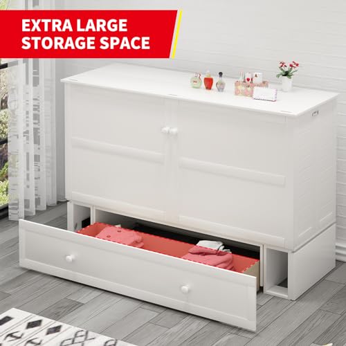 Queen Murphy Bed Cabinet with Mattress Included, Storage, USB Charging Station X522
