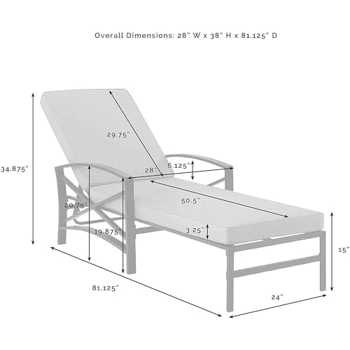 White Metal Chaise Lounge with Grey Cushions D44563