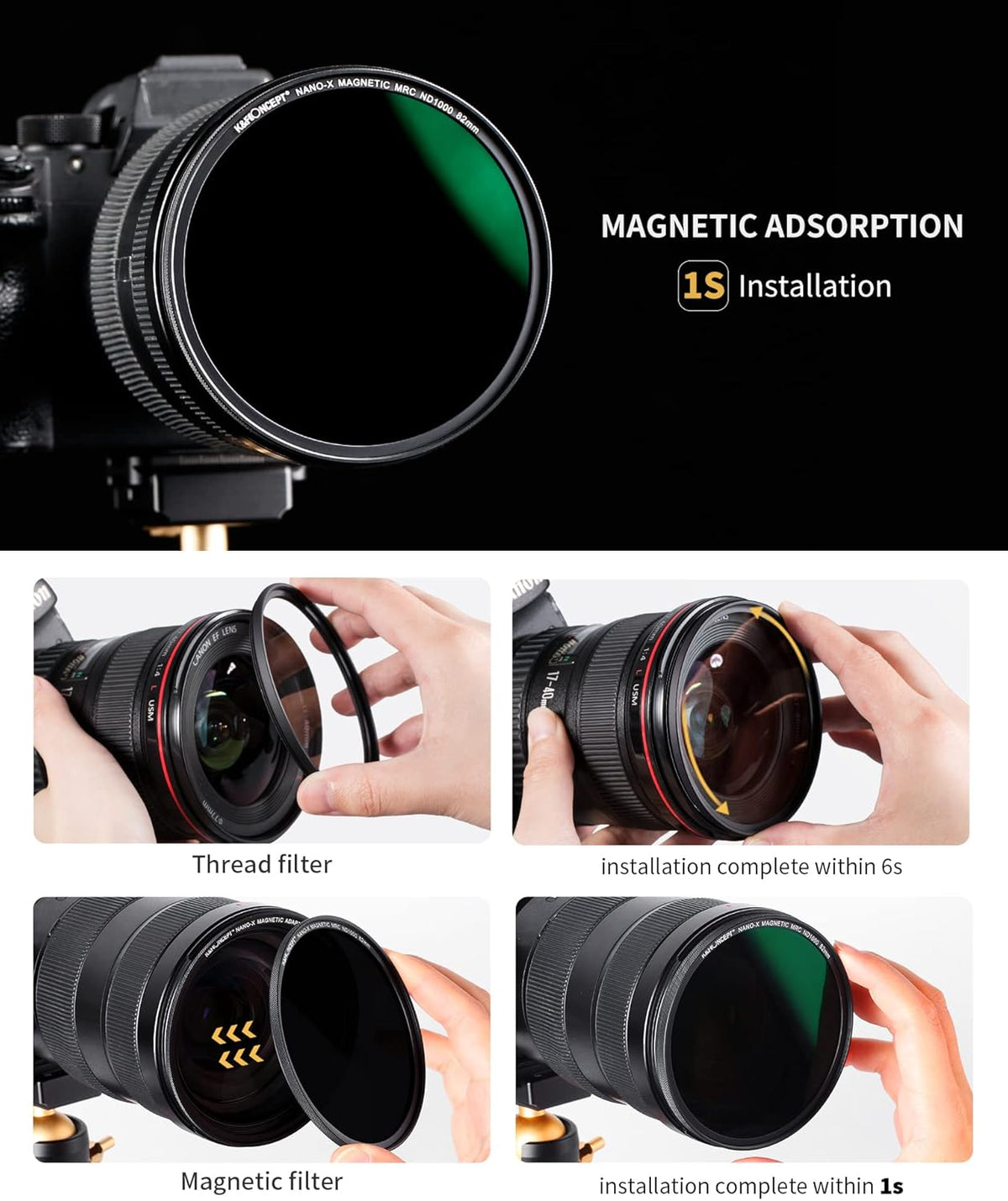 55mm ND1000 Lens Filter 10-Stop Neutral Density Filter Pack of 2 G508170