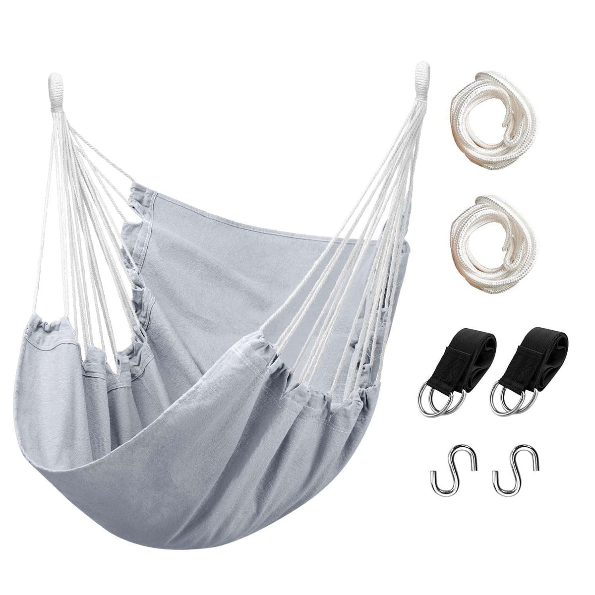 Hammock Chair with Pocket, Max 300 lbs, Dark Gray J740