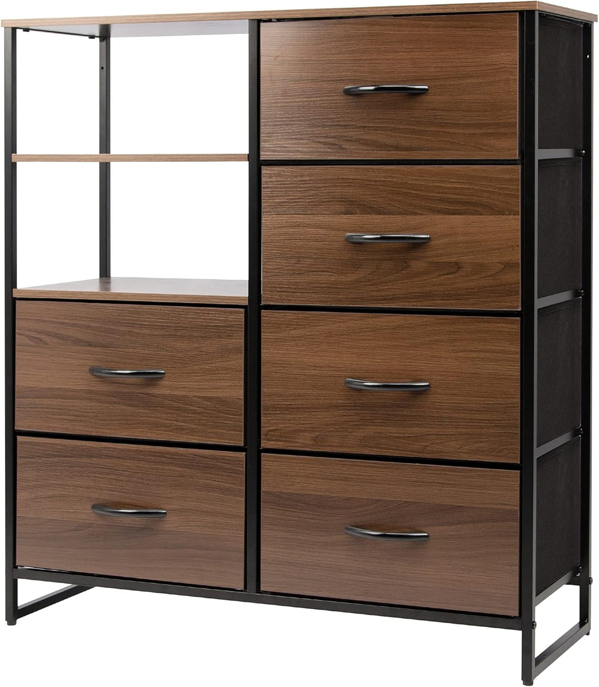 Gray 8 Drawer Vertical Dresser with Fabric Bins S516