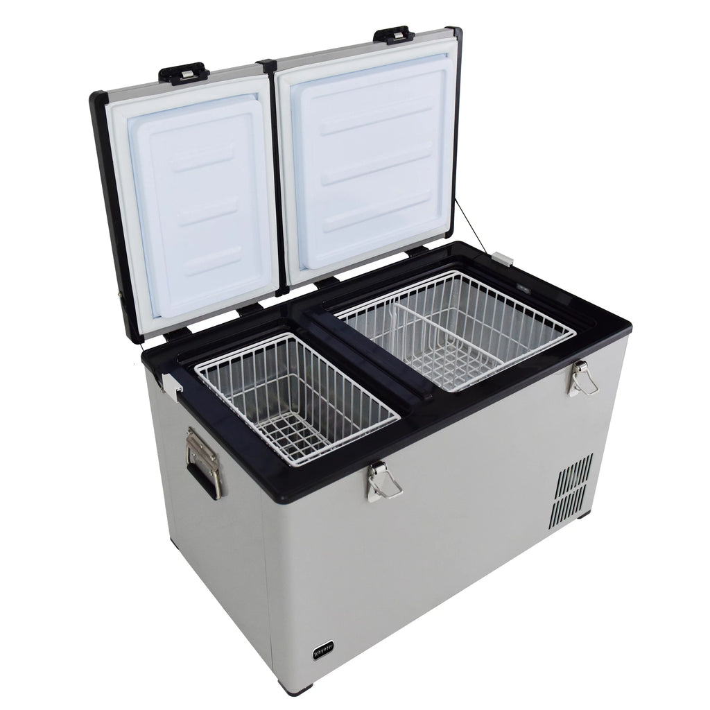 90 Quart Dual Zone Portable Fridge Freezer with Wheels C7295