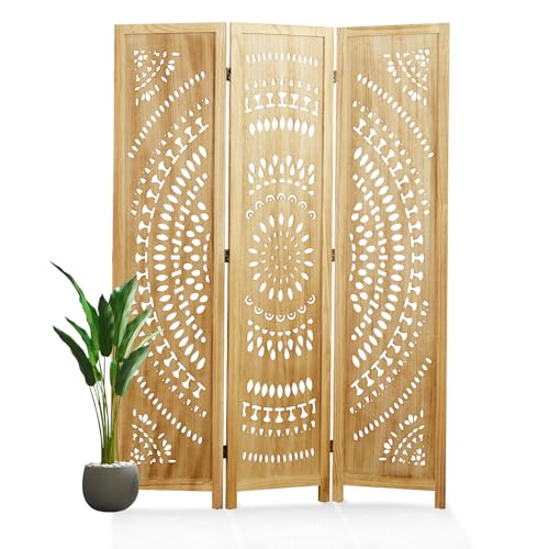 66.9 Inch 6 Panels Wood Carved Folding Room Divider Y7345