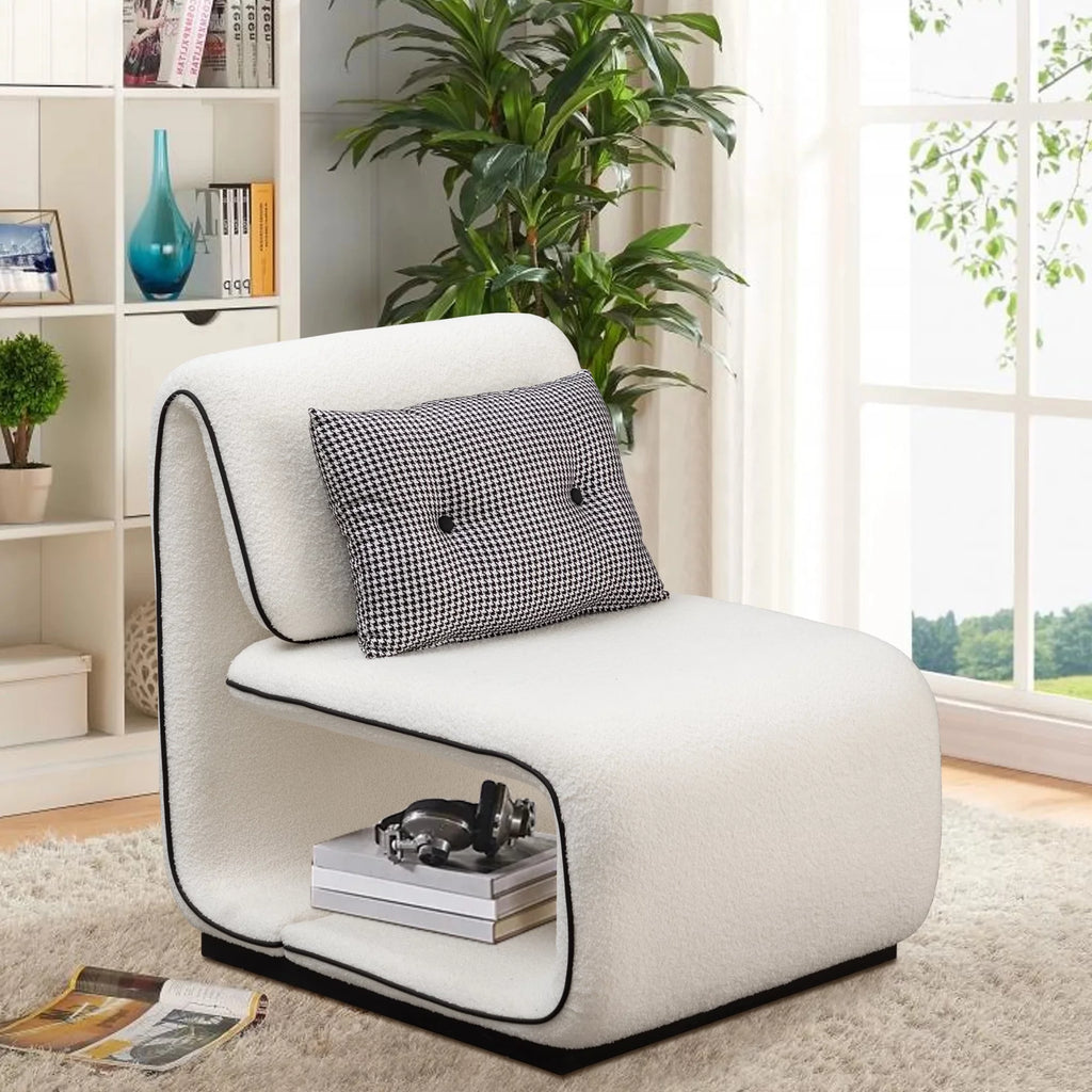 White Upholstered Sherpa Accent Chair B53363