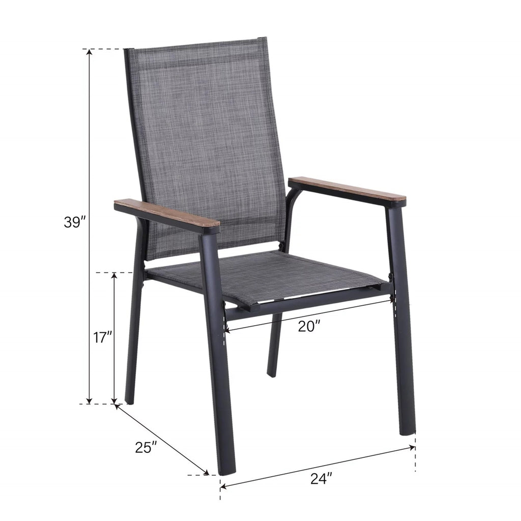 7 Pieces Outdoor Patio Dining Set with Stackable Chairs and Metal Table A24512
