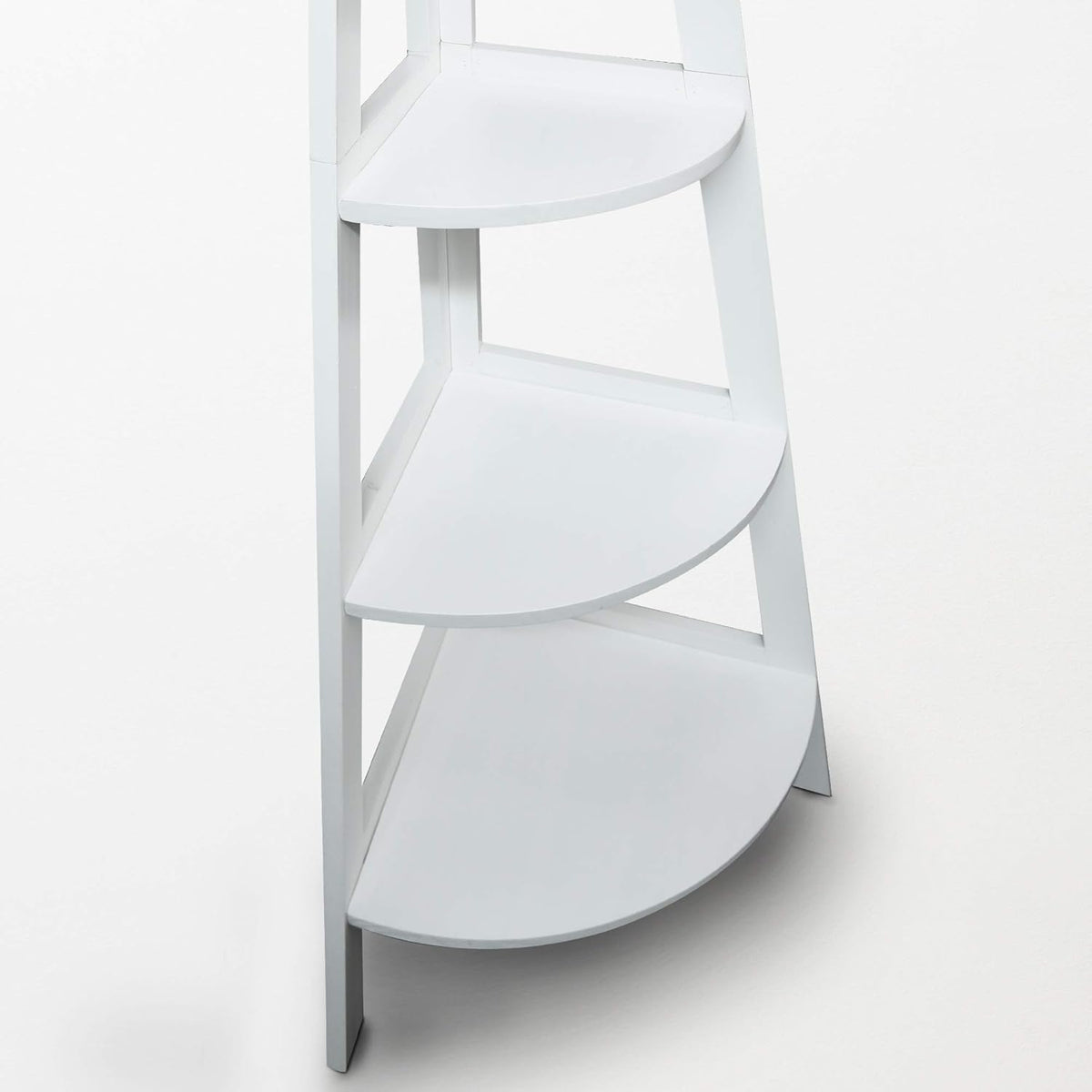 White 5-Shelf Corner Ladder Bookcase U48055