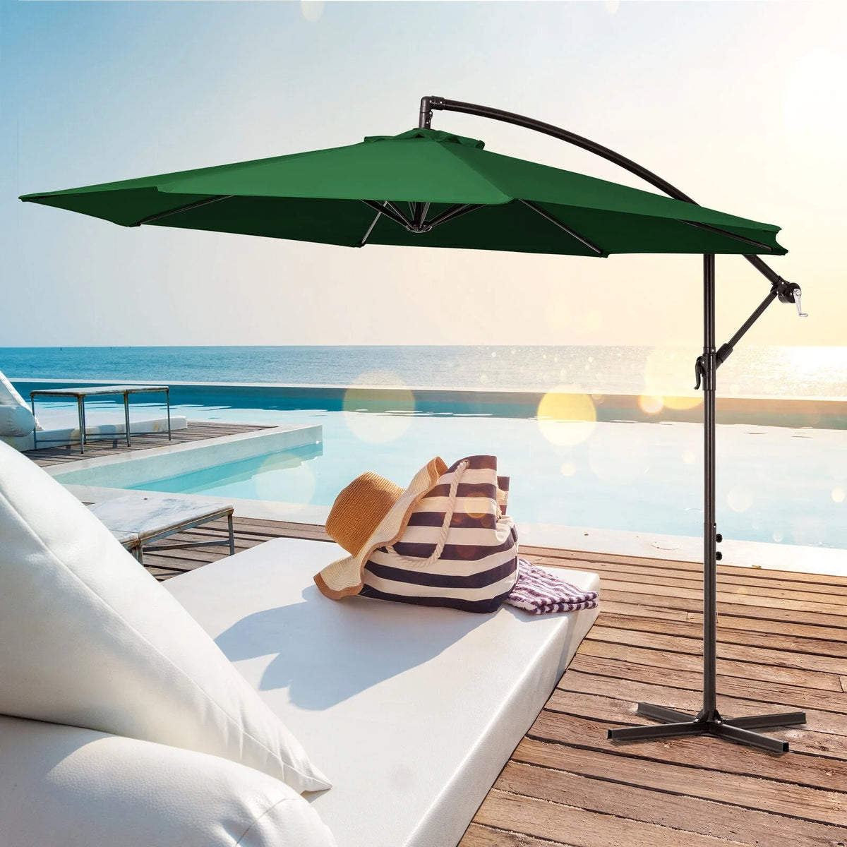 10ft Offset Hanging Cantilever Patio Umbrella Navy Blue P2382