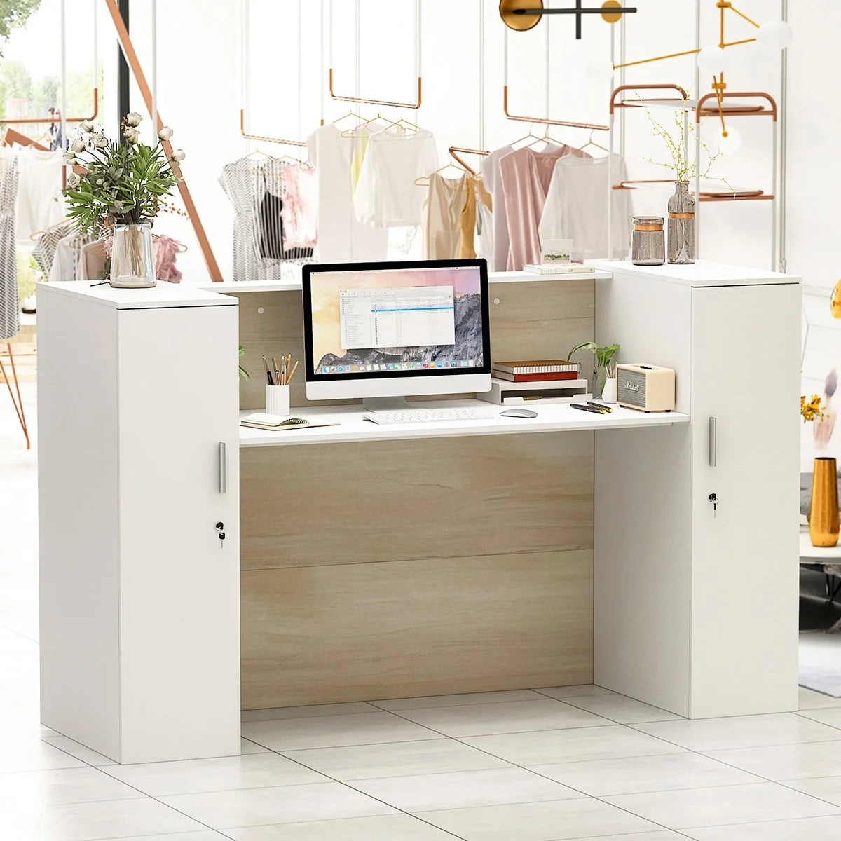 Rectangular Wood Reception Desk Z5297
