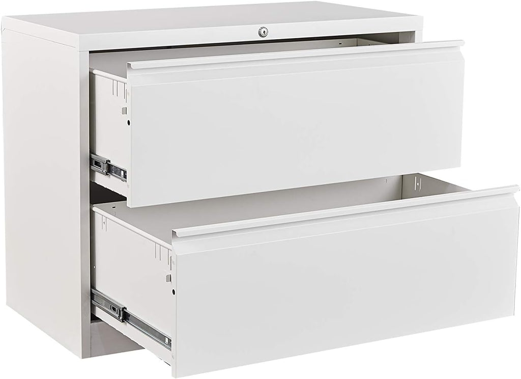White 2 Drawer Metal Lateral File Cabinet with Lock Y805530