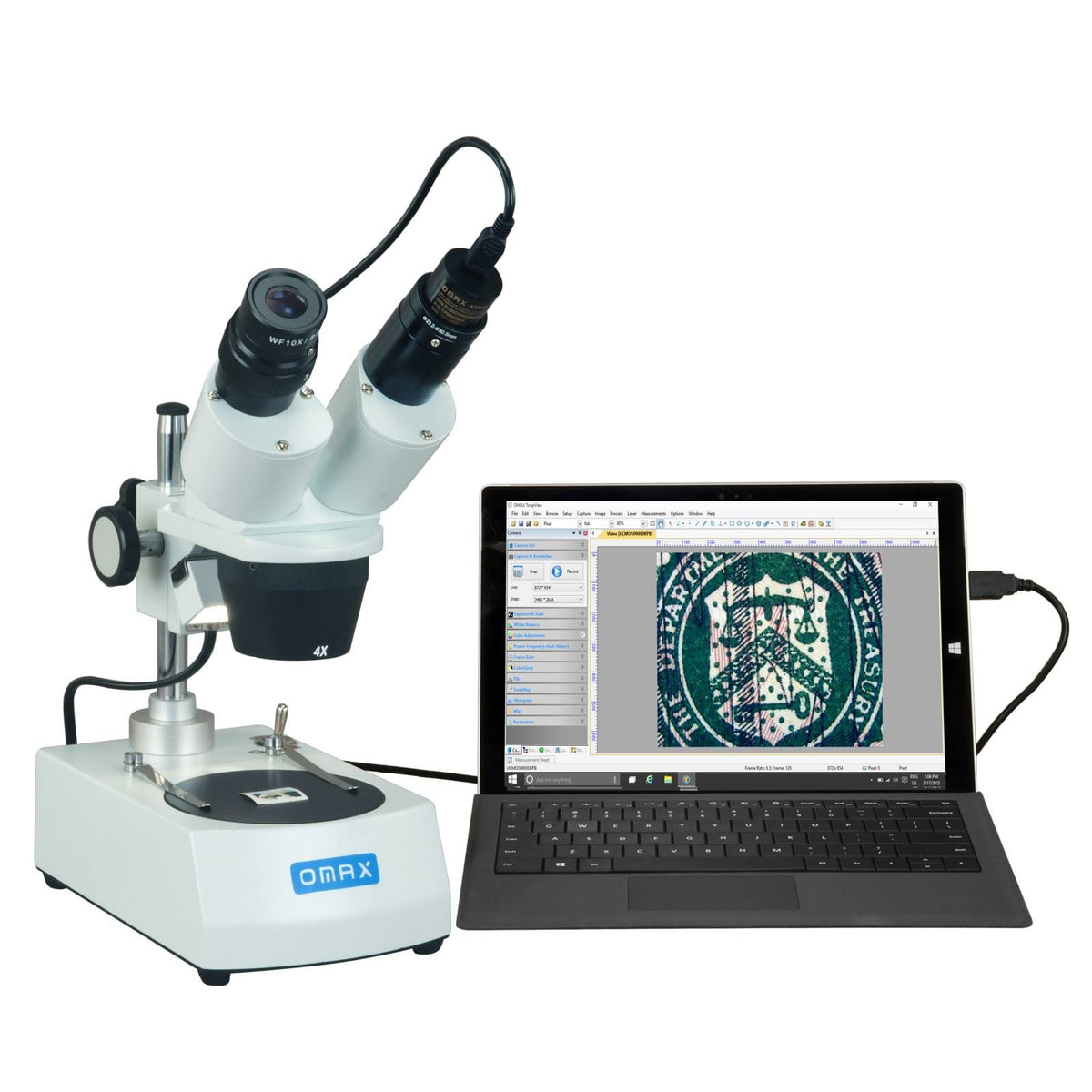 20X-40X Stereo Microscope with Dual Lights and 5MP USB Camera O614