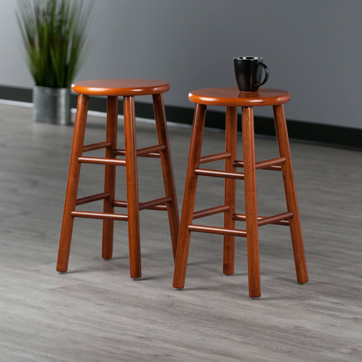 Cherry 24x22 Stool with Beveled Seat, Set of 2 H624268