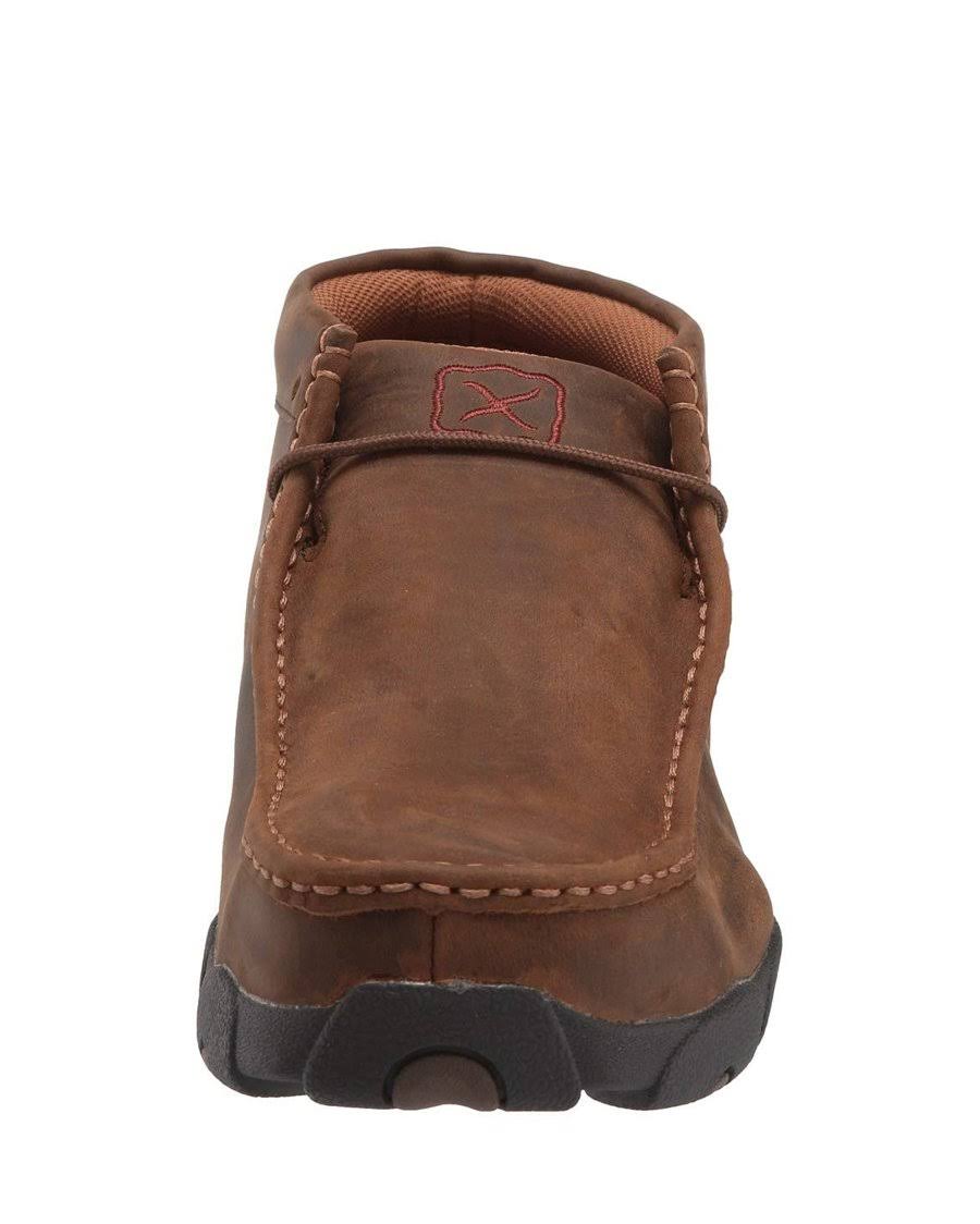 Distressed Saddle Leather Safety Toe Driving Moc E699673