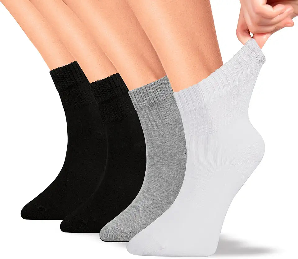 Bamboo Viscose Diabetic Ankle Socks, 4-Pack, Non-Binding W7362