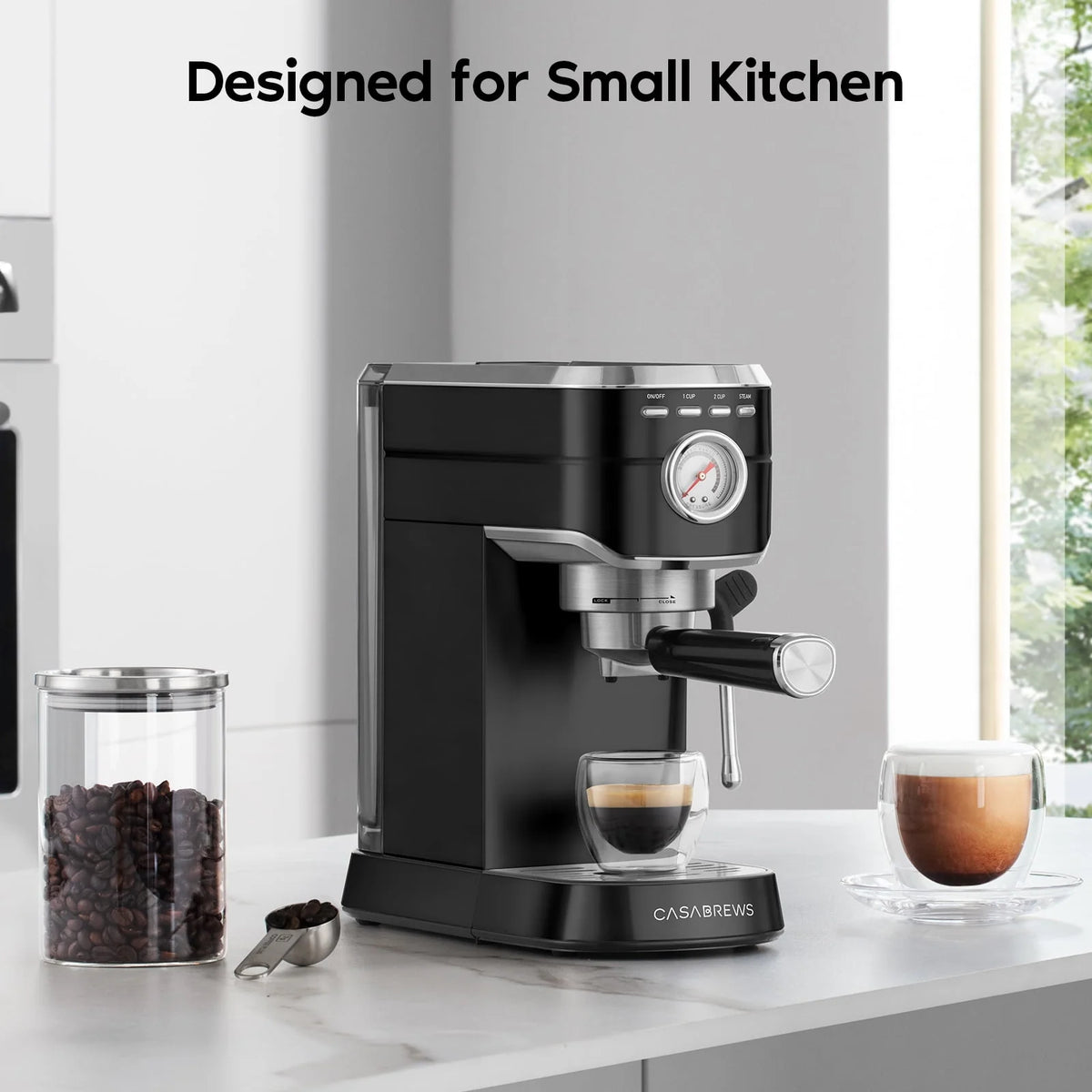 20 Bar Espresso Machine with Milk Frother Steam Wand, Stainless Steel Z46301