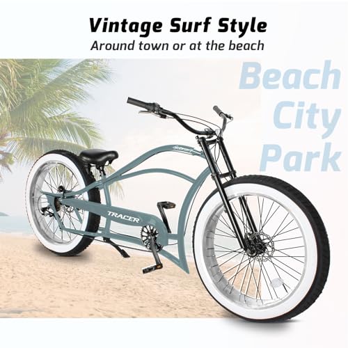 Stretch Beach Cruiser Bike with 7 Speed, Alloy Fat Rims and Fat Tires S786809