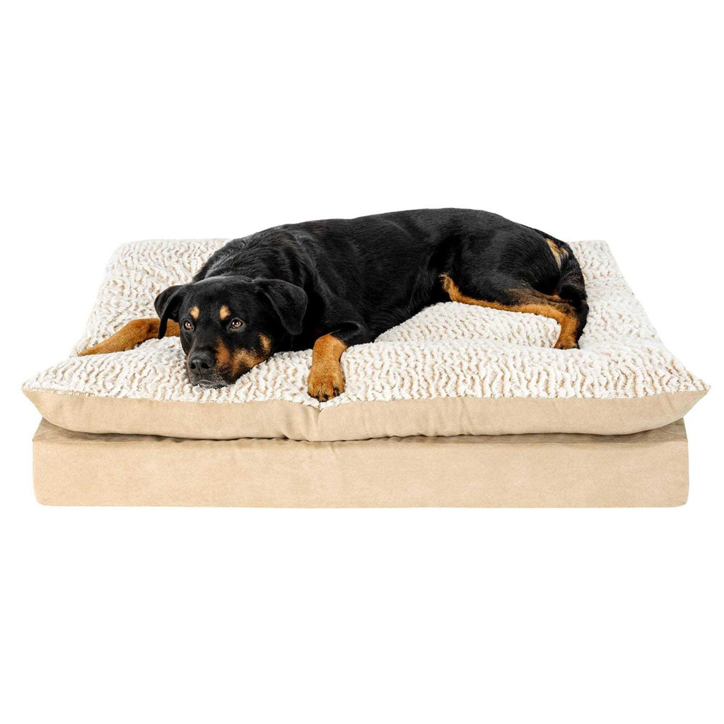 Faux Fur Suede Orthopedic Pillow Top Pet Bed Q1209