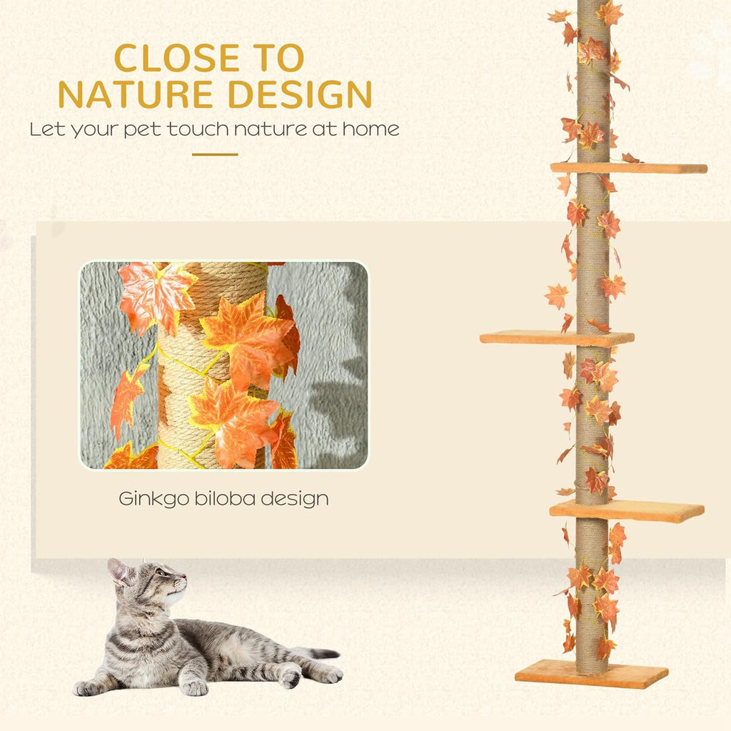 80" - 95" Adjustable 3-Level Cat Tree with Sisal Scratching Post O634959