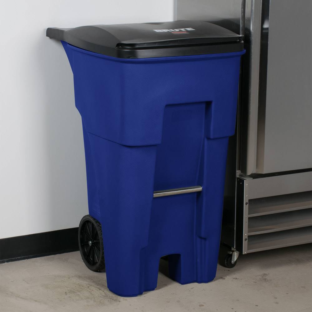 65 gal Blue Rectangular Trash Can G609