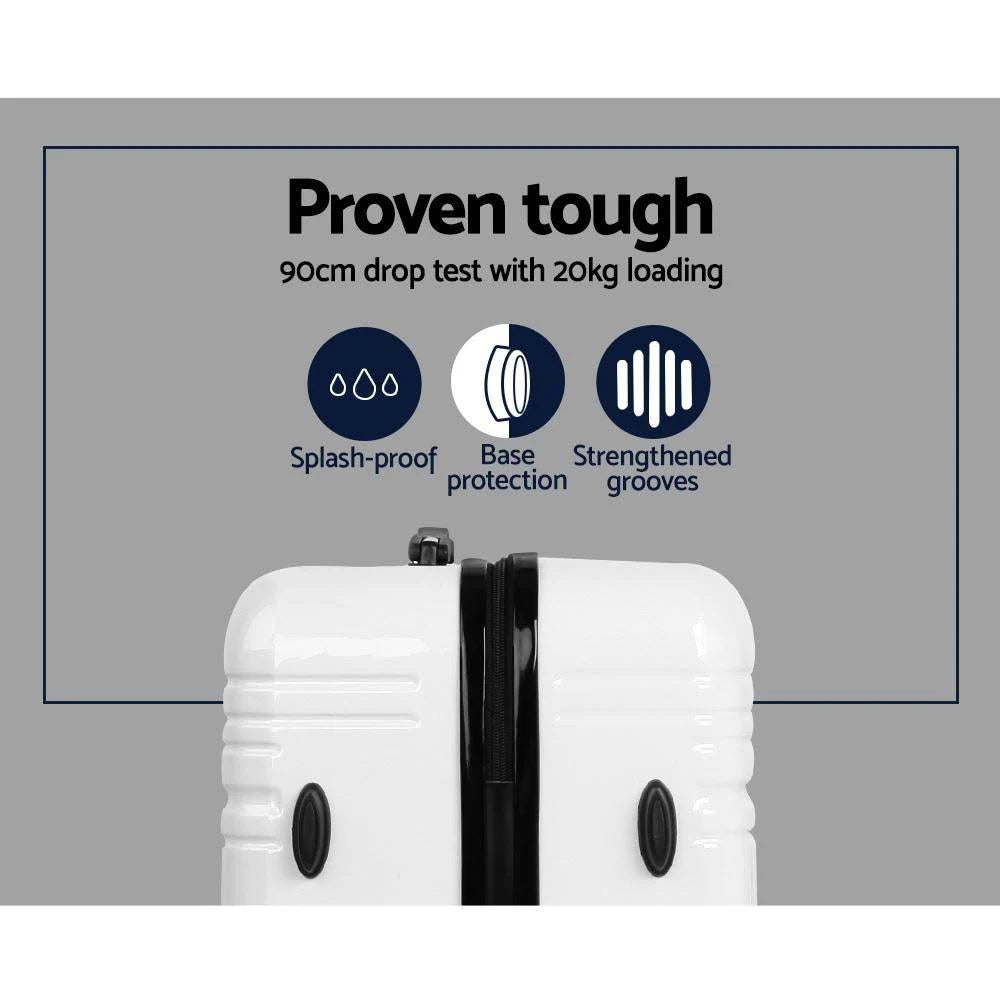 Lightweight Hard Suitcase Luggage Black & White H5074