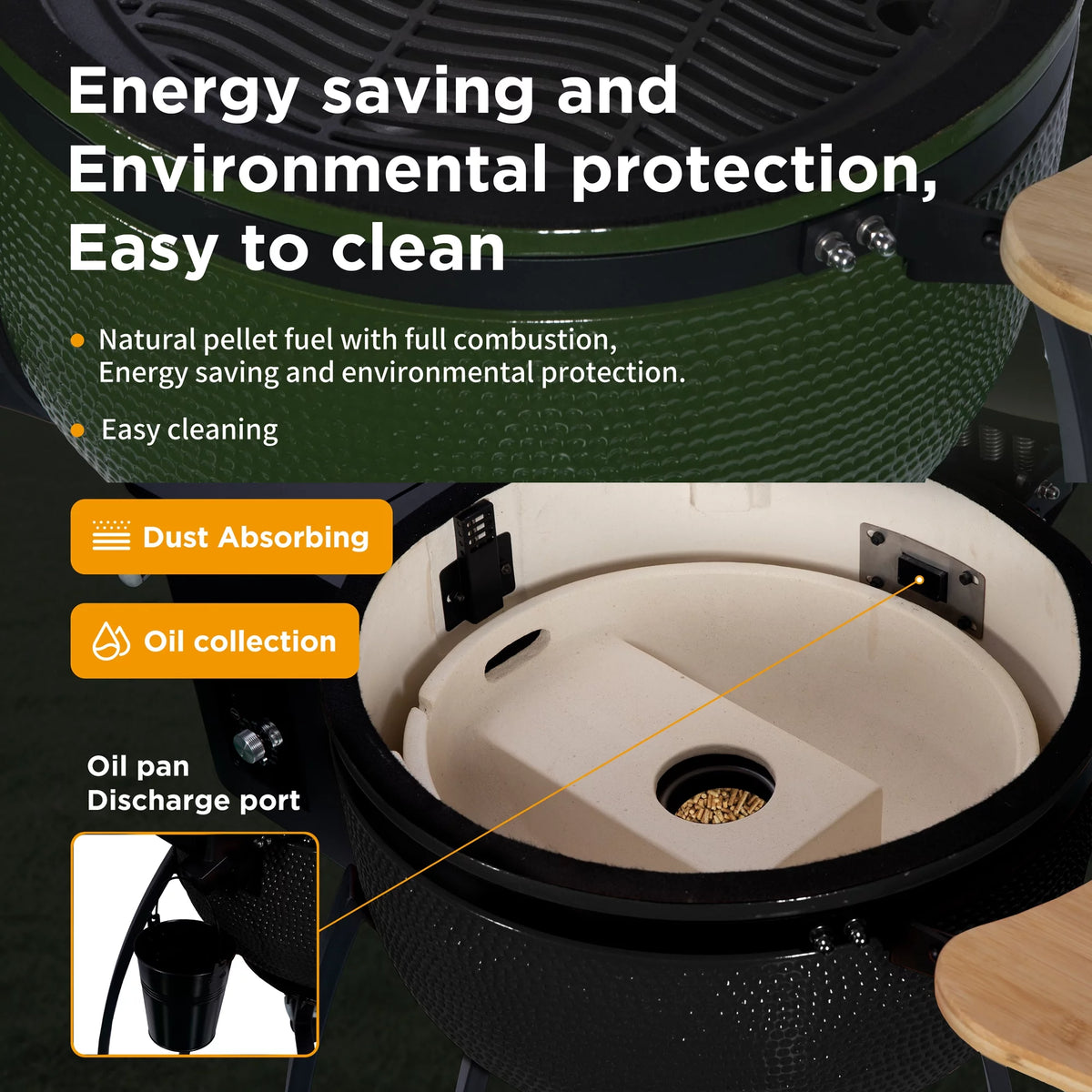 24" Ceramic Pellet Grill with Double Ceramic Liner 4-in-1 C984505