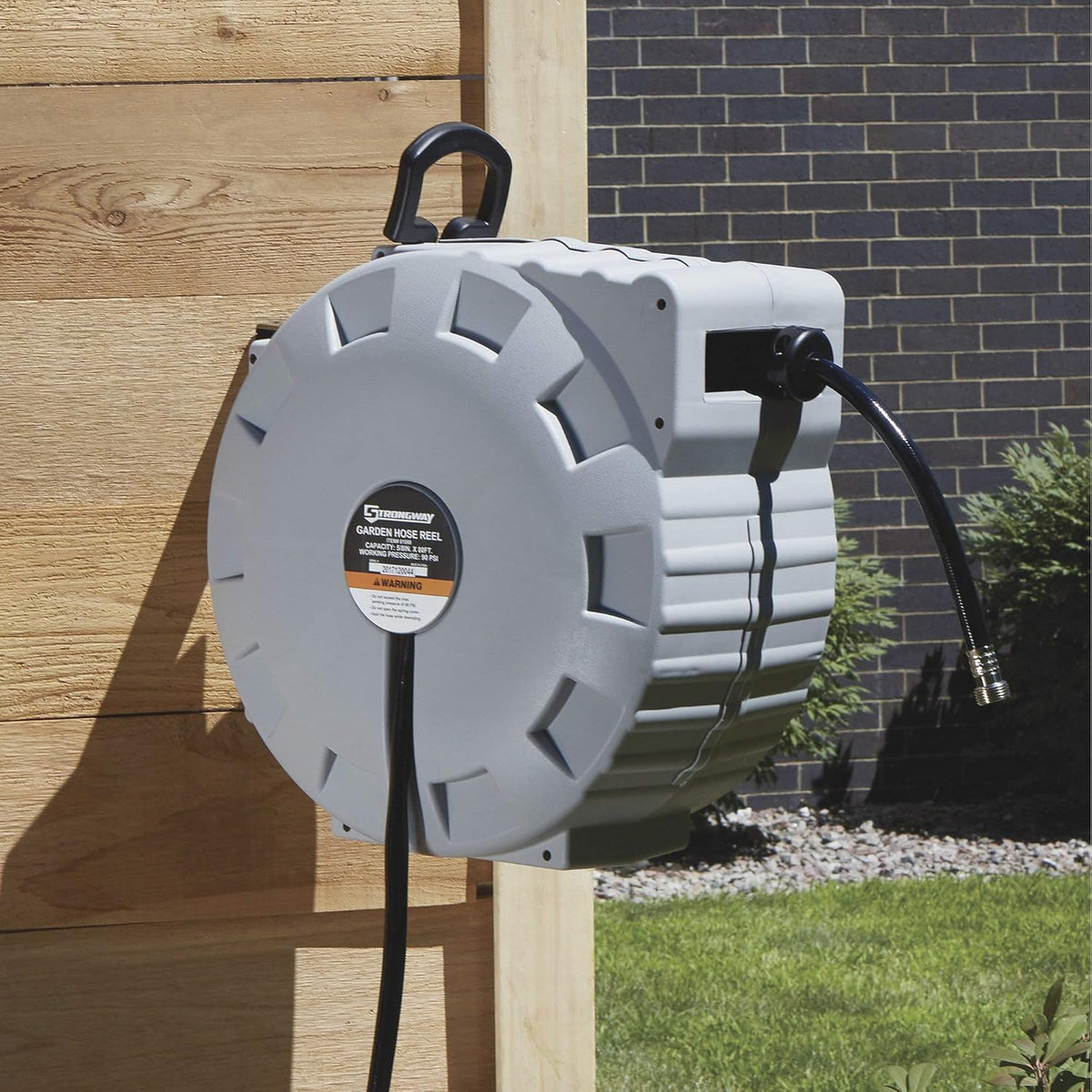 Retractable Garden Hose Reel with 5/8in. Dia. x 80ft. Hose - Wall Mount I317286