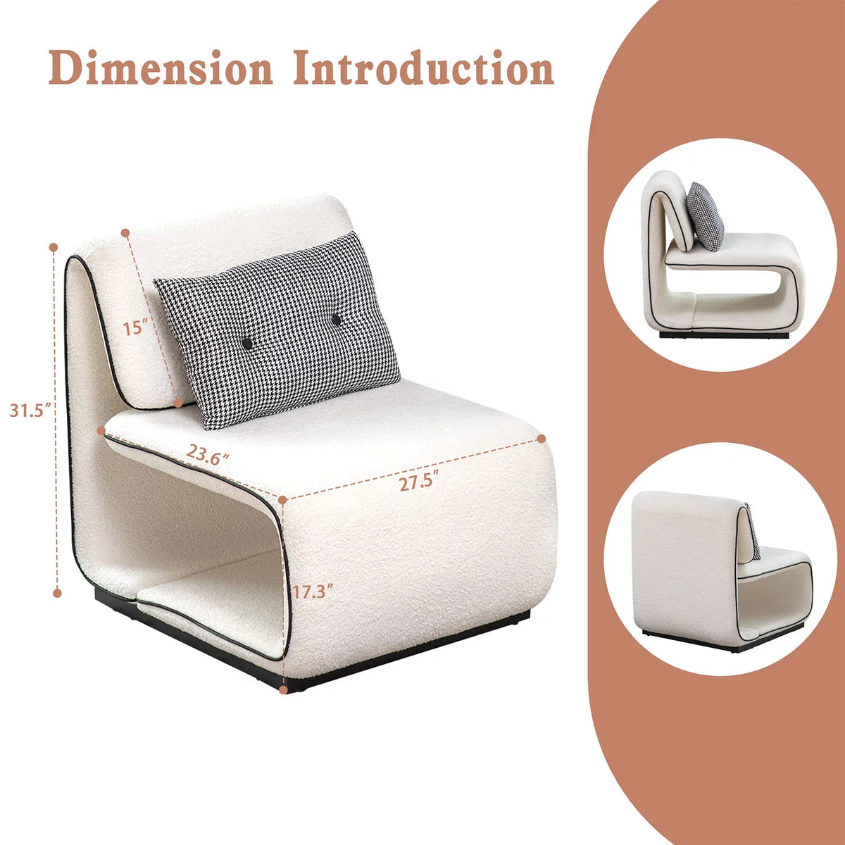 White Upholstered Sherpa Accent Chair B53363
