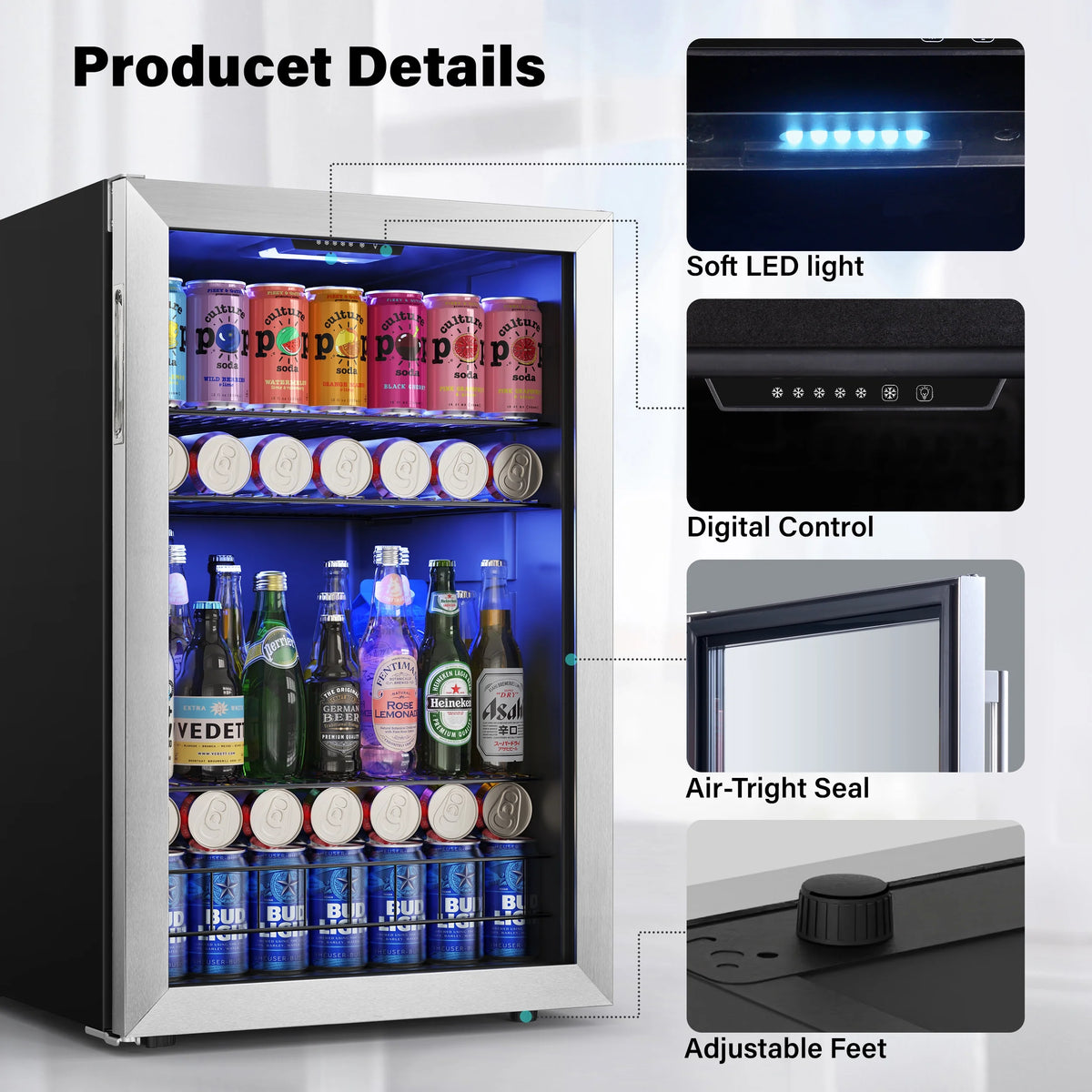 141-180 Can Freestanding Mini Beverage Refrigerator with Glass Door Z134