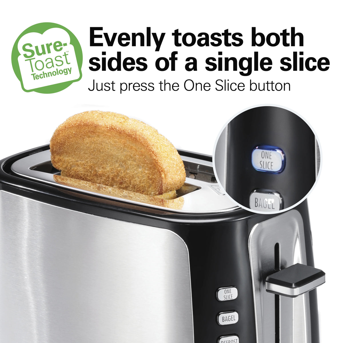 2 Slice Toaster with Toast Boost, Black with Stainless Steel Accents N6214