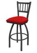Swivel Bar Stool with Pewter Finish and Red Seat X25017
