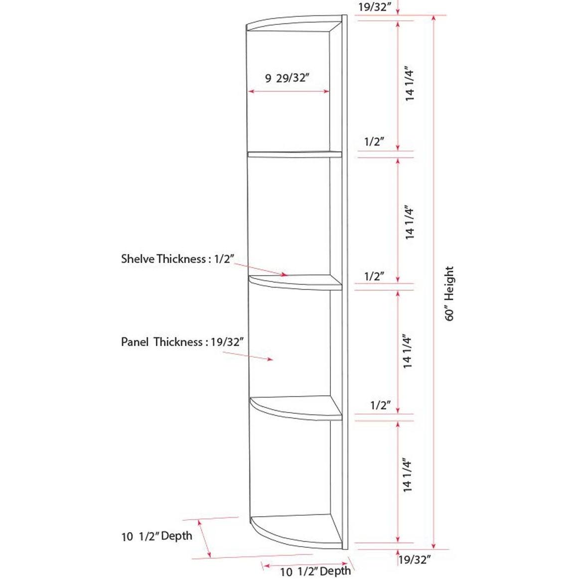 Natural Wood 4 Tier Corner Bookcase A76107