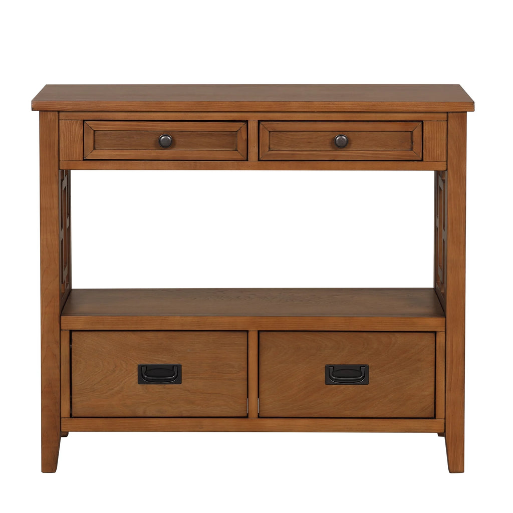 36'' Pine Wood Console Table with 4 Drawers & 1 Storage Shelf V87049
