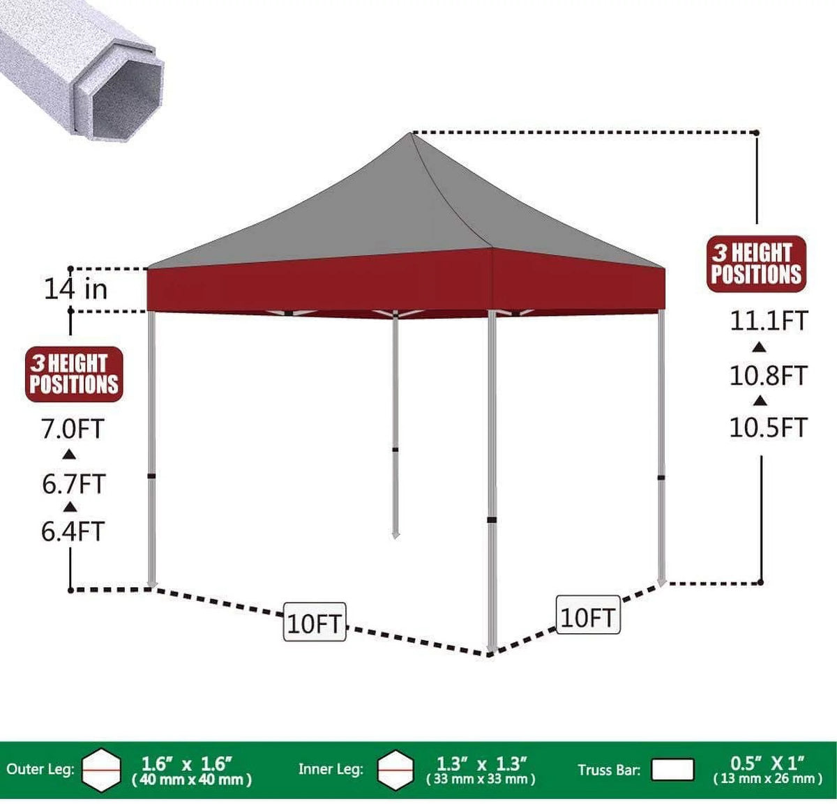 10x10 Ft Pop up Canopy Tent with Removable Sidewalls Z406523
