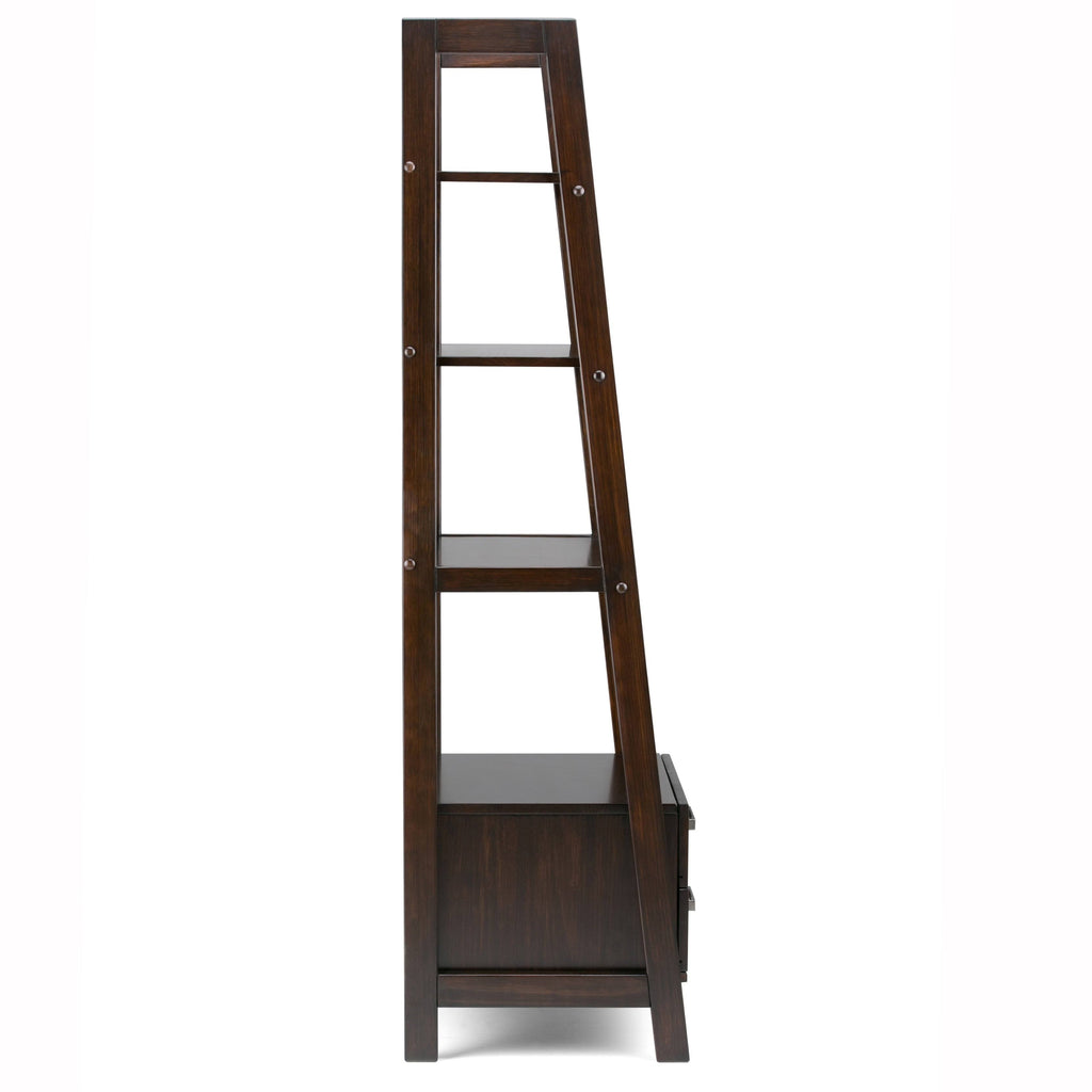 Solid Wood Ladder Shelf with Storage Distressed Gray Y940584