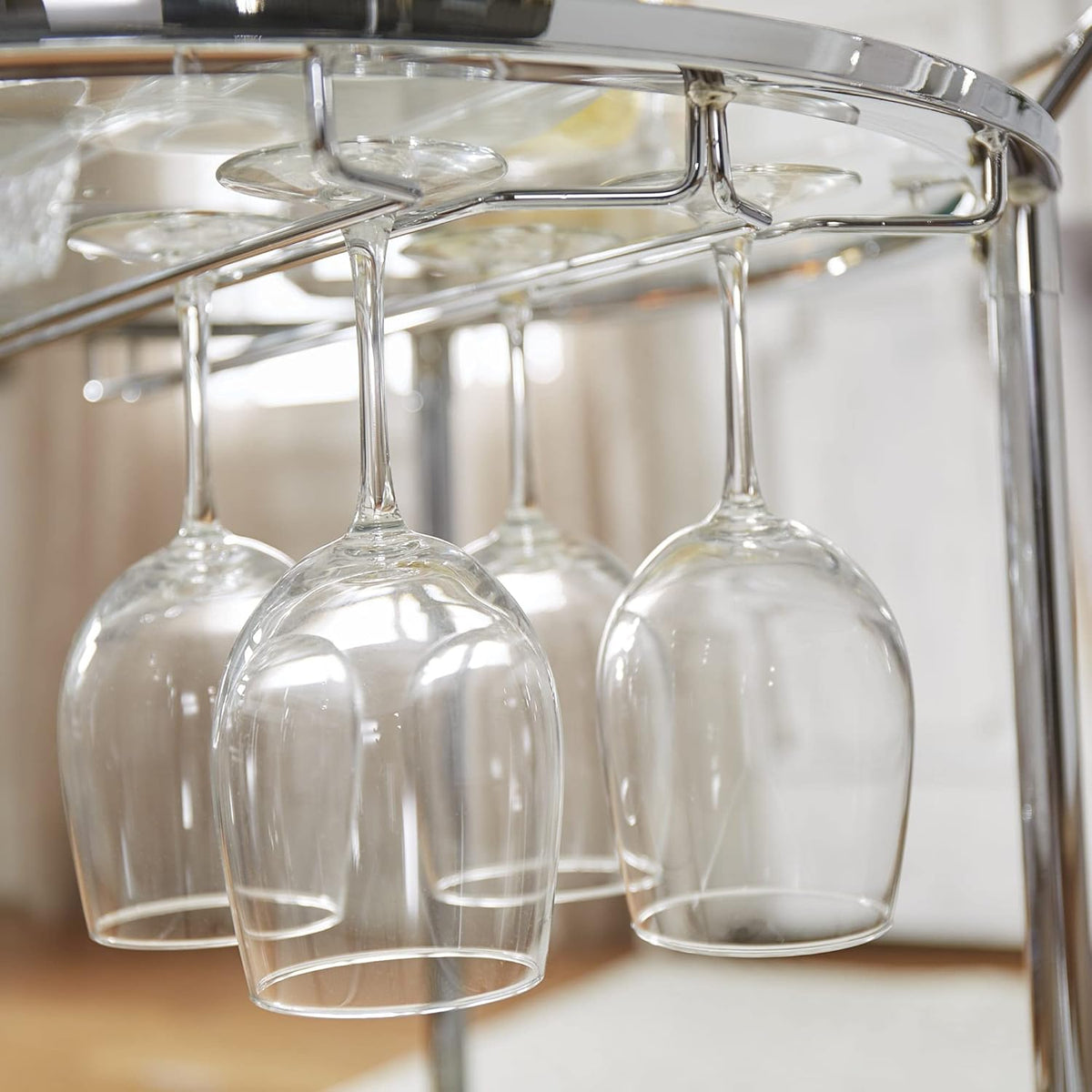 Chrome Metal Glass Top Bar Cart G538178
